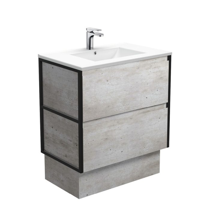 fienza Dolce Amato 750 Industrial Vanity On Kick Matte Black Frames