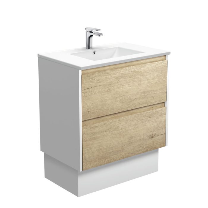 fienza Dolce Amato 750 Scandi Oak Vanity On Kick Satin White Panels