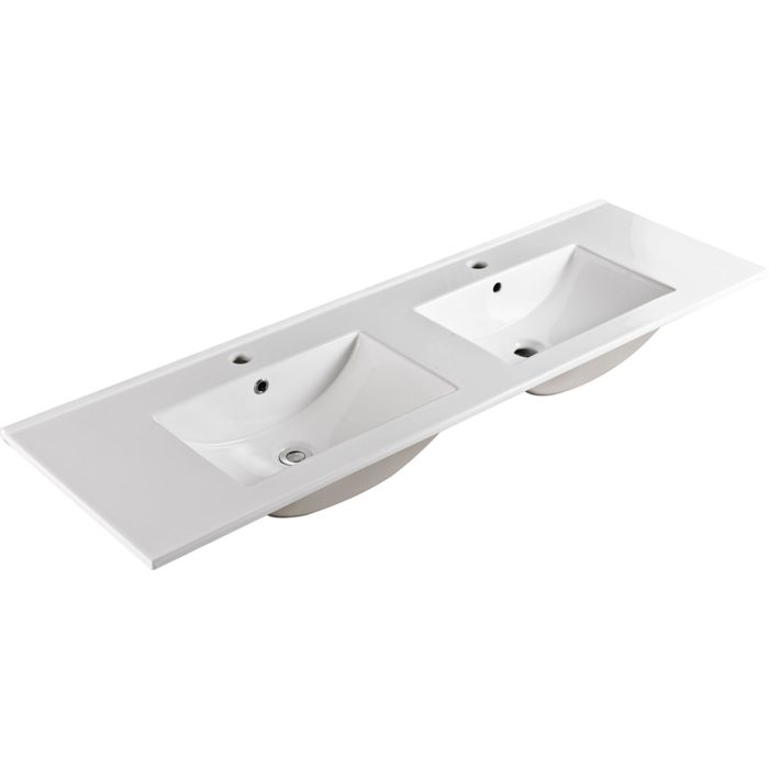 fienza Dolce Full Depth Double Bowl Ceramic Basin Top 1500