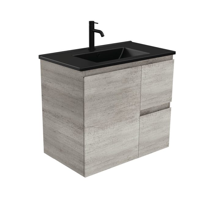 fienza Dolce Matte Black Edge Industrial 750 Wall-Hung Vanity