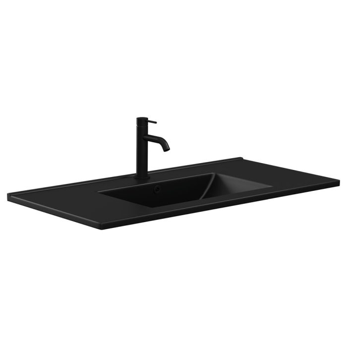 fienza Dolce Matte Black Full Depth Ceramic Basin Top 900