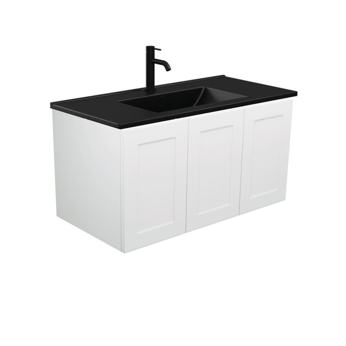 fienza Dolce Matte Black Mila 900 Wall-Hung Vanity Left Drawer
