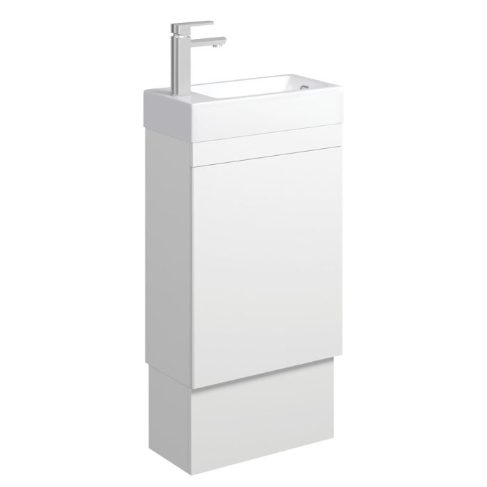 Fienza Edge 450 Ensuite Vanity On Kickboard With Overflow Satin White
