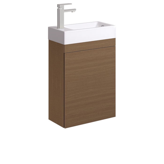 fienza Edge 450 Ensuite Wall-Hung Vanity with Overflow Walnut