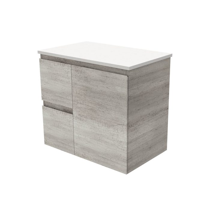 Fienza Edge Industrial 750 Wall-Hung Cabinet Left Hand Drawers