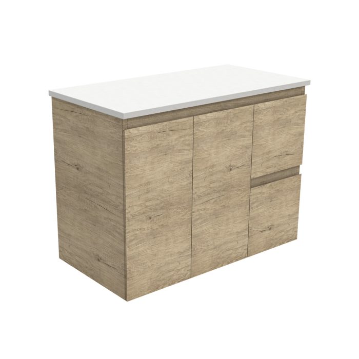 fienza Edge Scandi Oak 900 Wall-Hung Cabinet Right Hand Drawers