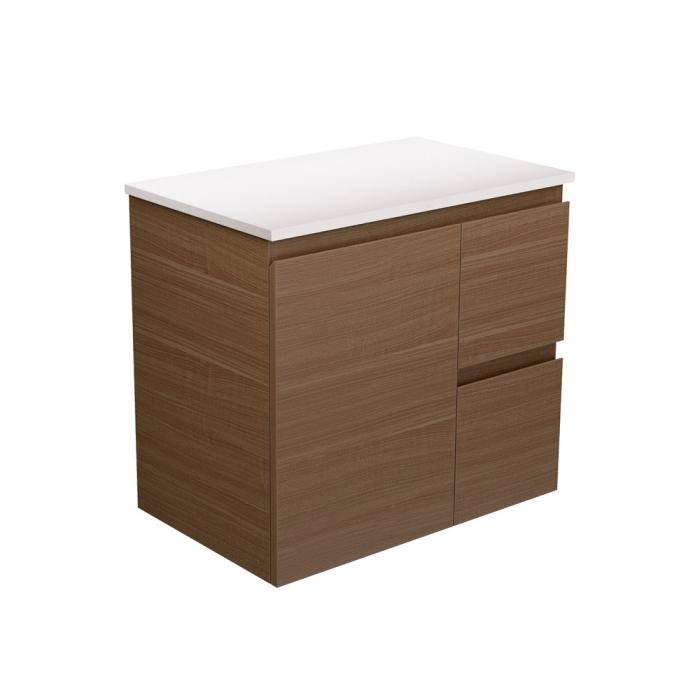 fienza Edge Walnut 750 Wall-Hung Cabinet Right Hand Drawers