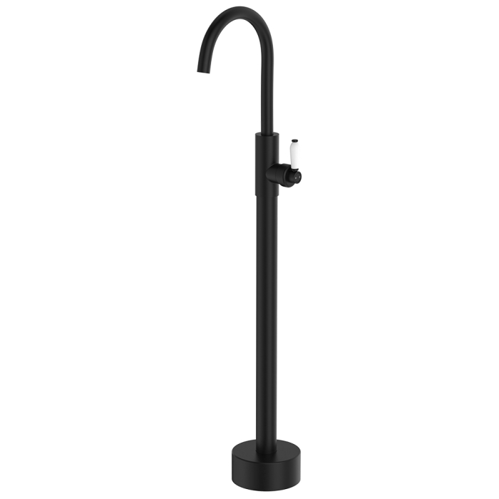 fienza Eleanor Floor Mounted Basin/Bath Mixer Matte Black / Ceramic