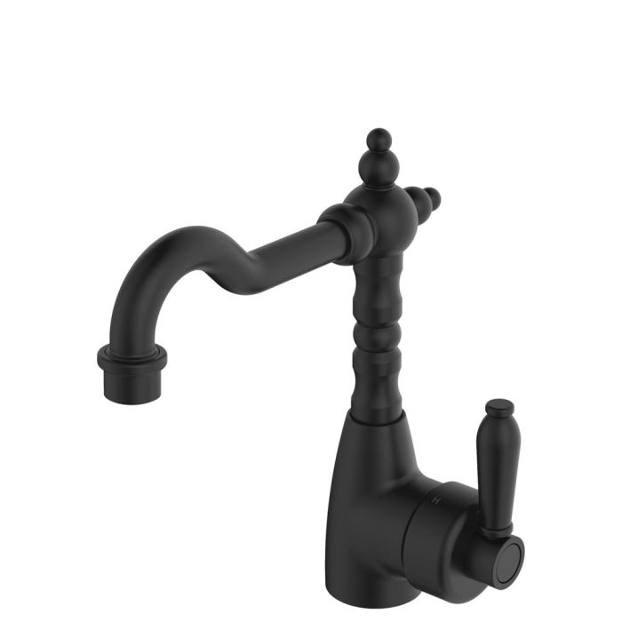 fienza Eleanor Shepherds Crook Basin Mixer Matte Black / Matte Black