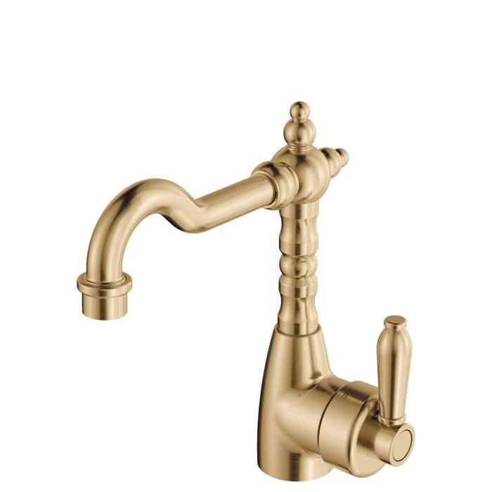fienza Eleanor Shepherds Crook Basin Mixer Urban Brass / Urban Brass