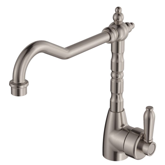 fienza Eleanor Shepherds Crook Sink Mixer Brushed Nickel / Brushed Nickel