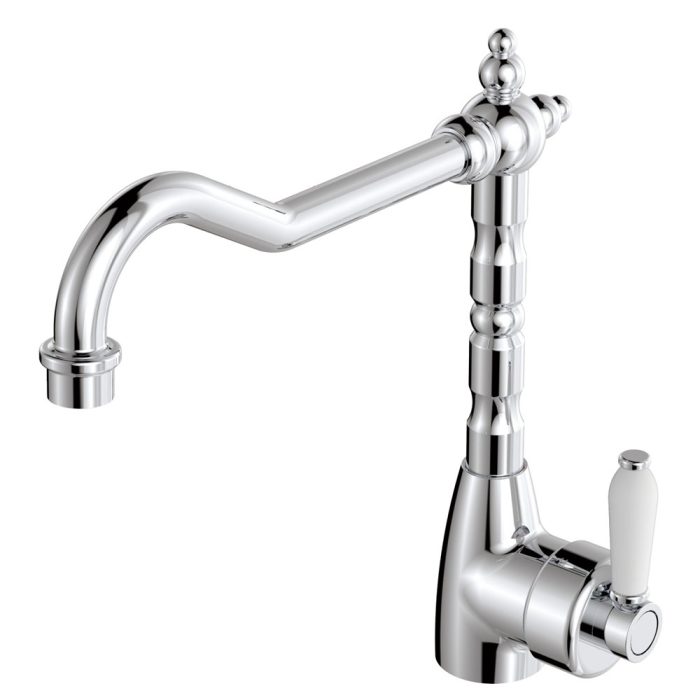 fienza Eleanor Shepherds Crook Sink Mixer Chrome / Ceramic