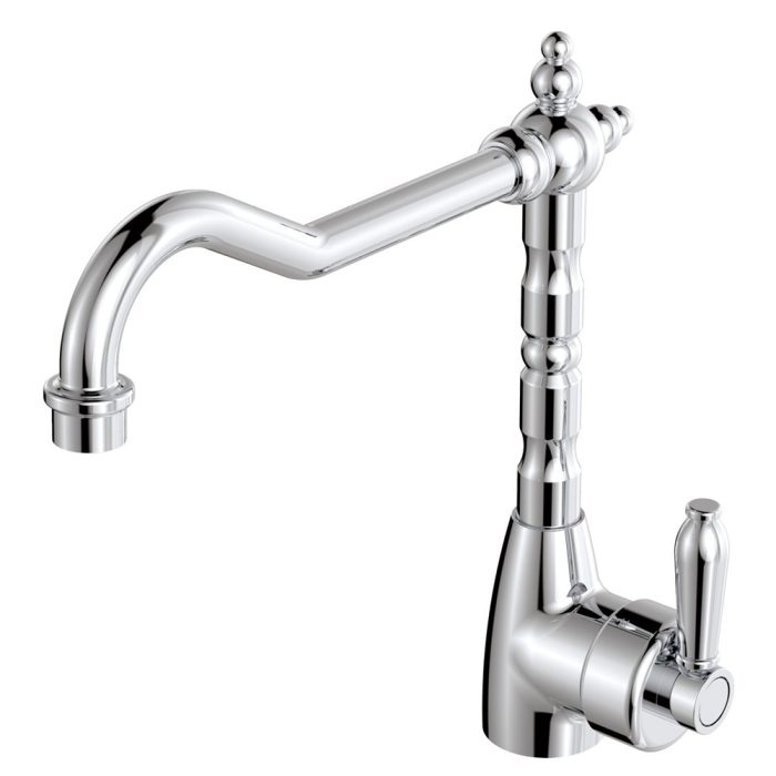 fienza Eleanor Shepherds Crook Sink Mixer Chrome / Chrome