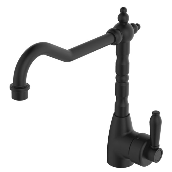 fienza Eleanor Shepherds Crook Sink Mixer Matte Black / Matte Black