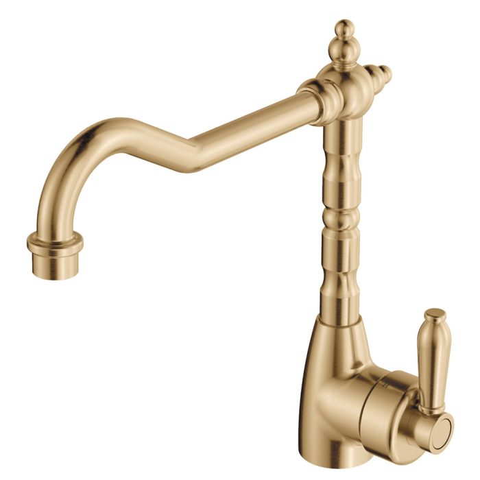 fienza Eleanor Shepherds Crook Sink Mixer Urban Brass / Urban Brass