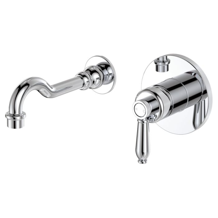 fienza Eleanor Wall Basin/Bath Mixer Set Chrome / Chrome