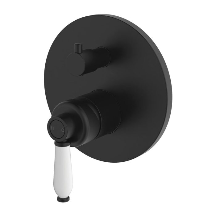 fienza Eleanor Wall Diverter Mixer Matte Black / Ceramic