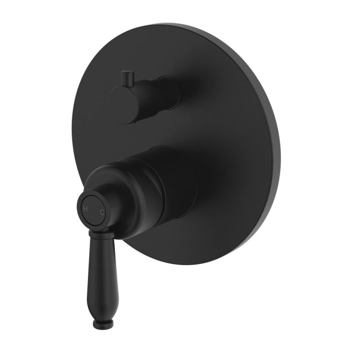 fienza Eleanor Wall Diverter Mixer Matte Black / Matte Black