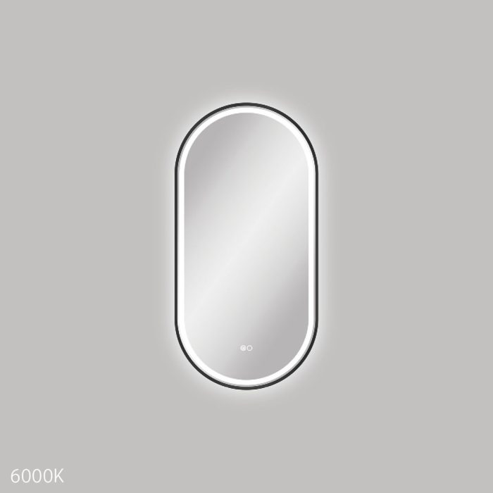 fienza Empire LED Matte Black Framed Mirror 450 x 900mm