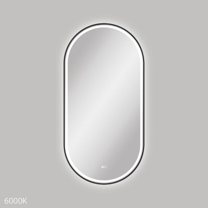 fienza Empire LED Matte Black Framed Mirror 600 x 1200mm
