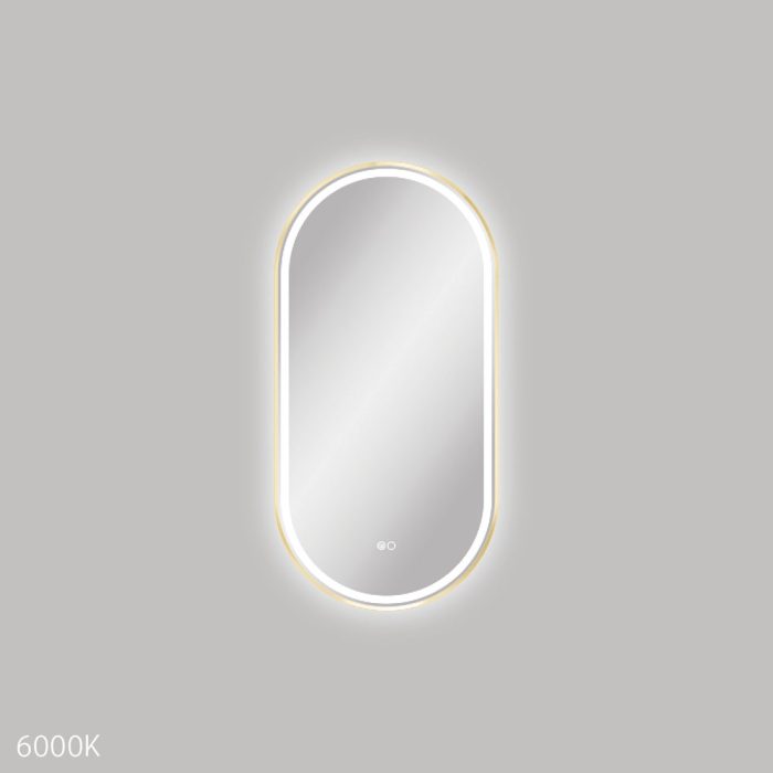 fienza Empire LED Urban Brass Framed Mirror 450 x 900mm