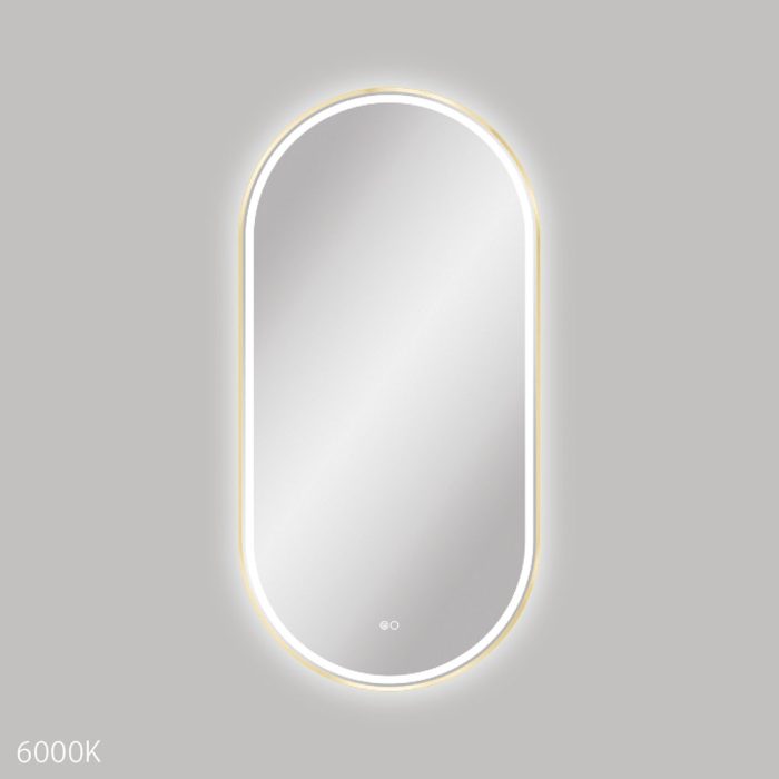 fienza Empire LED Urban Brass Framed Mirror 600 x 1200mm