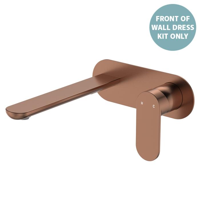 fienza Empire Slim Basin/Bath Wall Mixer Set Dress Kit Oval Plate 200mm Outlet Brushed Copper