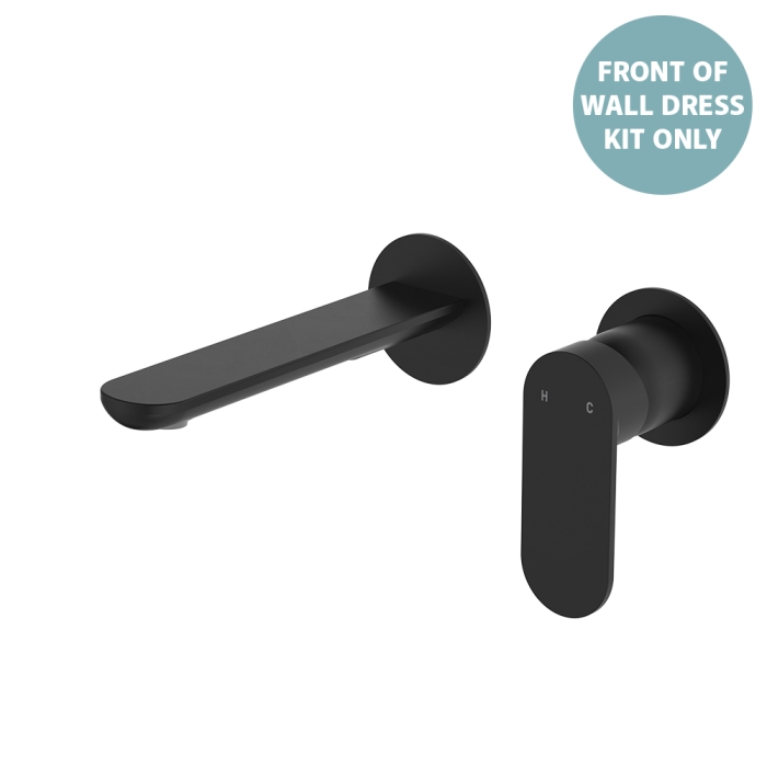 fienza Empire Slim Basin/Bath Wall Mixer Set Dress Kit Round Plates 160mm Outlet Matte Black