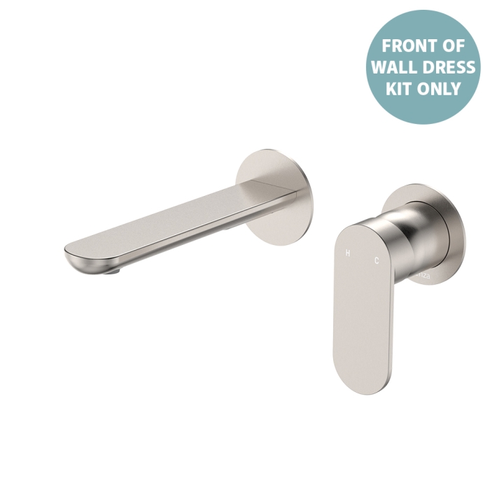 fienza Empire Slim Basin/Bath Wall Mixer Set Dress Kit Round Plates 160mm Outlet Brushed Nickel