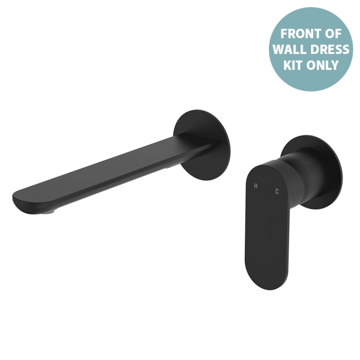 fienza Empire Slim Basin/Bath Wall Mixer Set Dress Kit Round Plates 200mm Outlet Matte Black