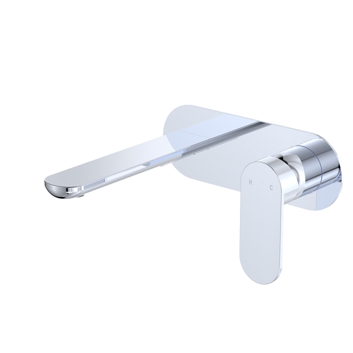 fienza Empire Slim Basin/Bath Wall Mixer Set Oval Plate 160mm Outlet Chrome