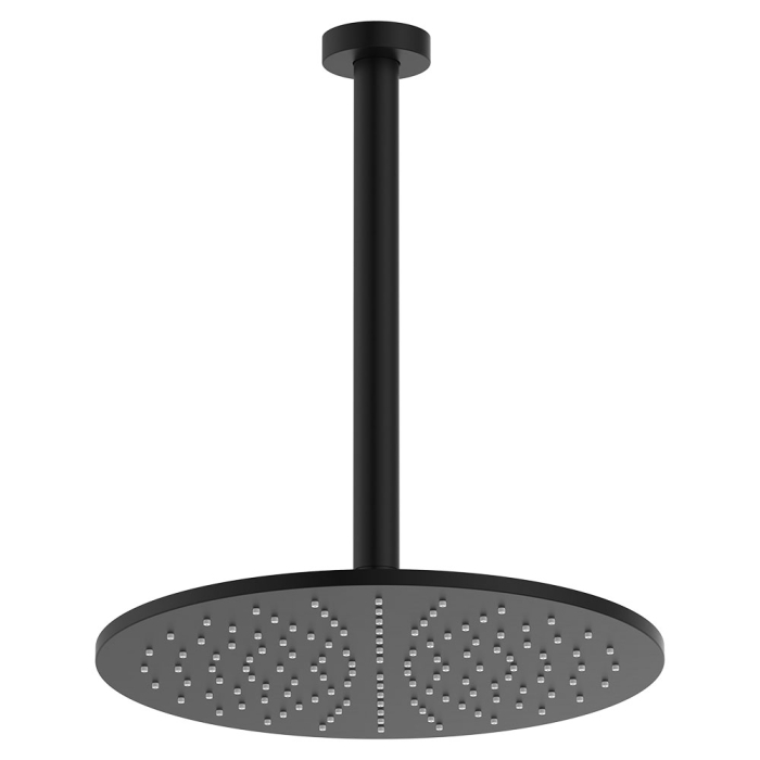 fienza Empire Slim Ceiling Shower 300mm Head 350mm Drop Matte Black