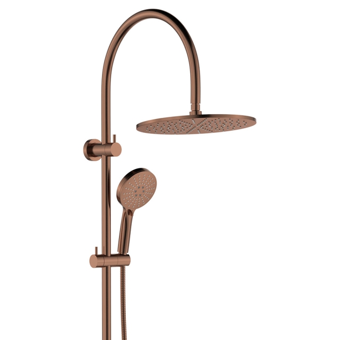 fienza Empire Slim Curved Twin Shower Brushed Copper