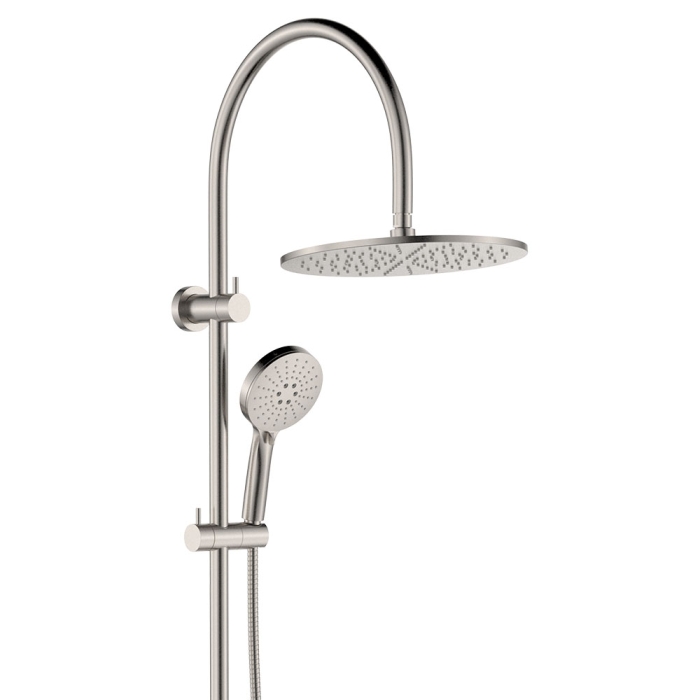 fienza Empire Slim Curved Twin Shower Brushed Nickel