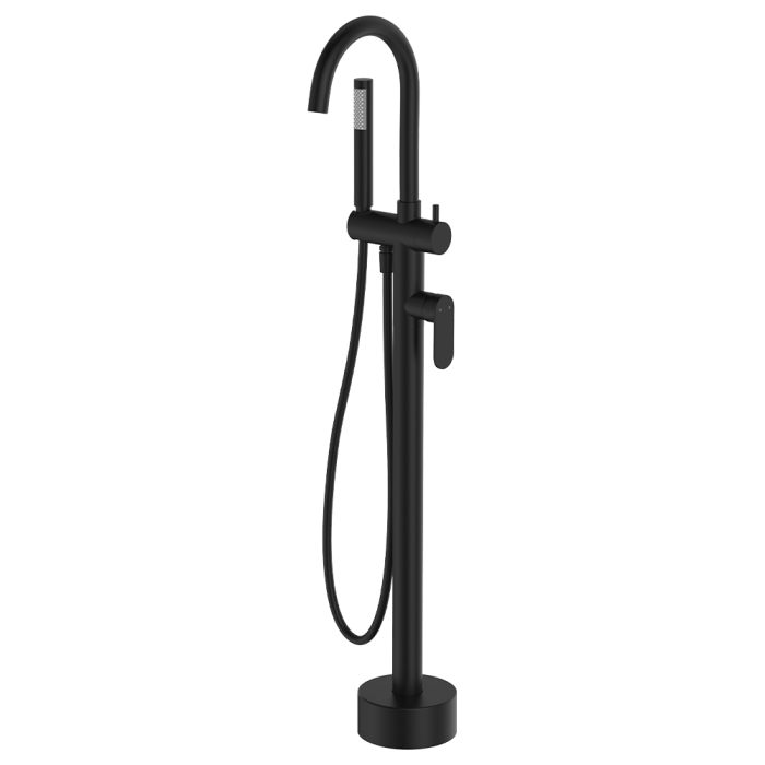 fienza Empire Slim Floor Mounted Bath Mixer with Hand Shower Matte Black fienza Empire Slim Floor Mounted Bath Mixer with Hand Shower Matte Black