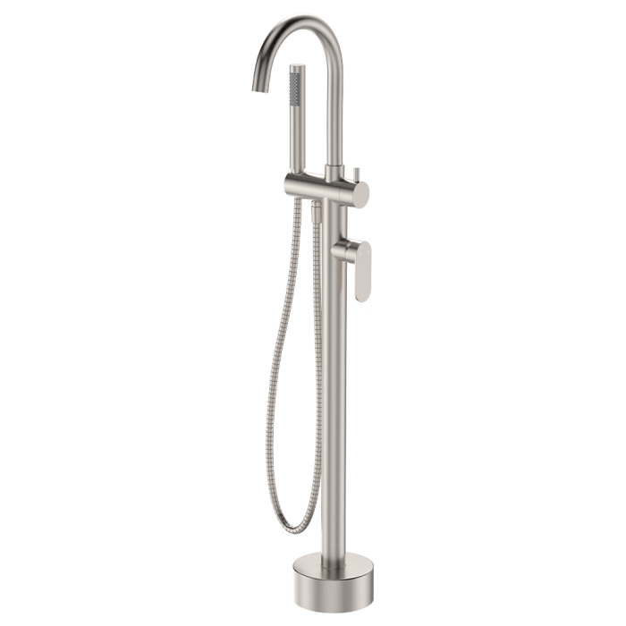 fienza Empire Slim Floor Mounted Bath Mixer with Hand Shower Brushed Nickel fienza Empire Slim Floor Mounted Bath Mixer with Hand Shower Brushed Nickel
