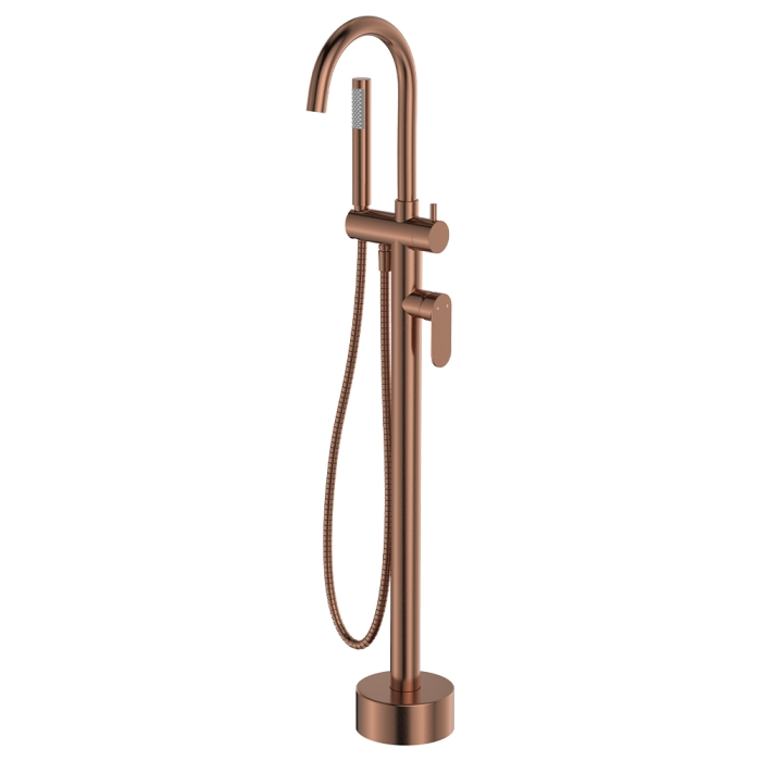fienza Empire Slim Floor Mounted Bath Mixer with Hand Shower Brushed Copper fienza Empire Slim Floor Mounted Bath Mixer with Hand Shower Brushed Copper