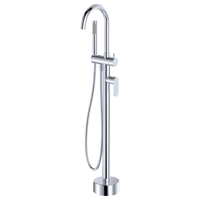 fienza Empire Slim Floor Mounted Bath Mixer with Hand Shower Chrome fienza Empire Slim Floor Mounted Bath Mixer with Hand Shower Chrome
