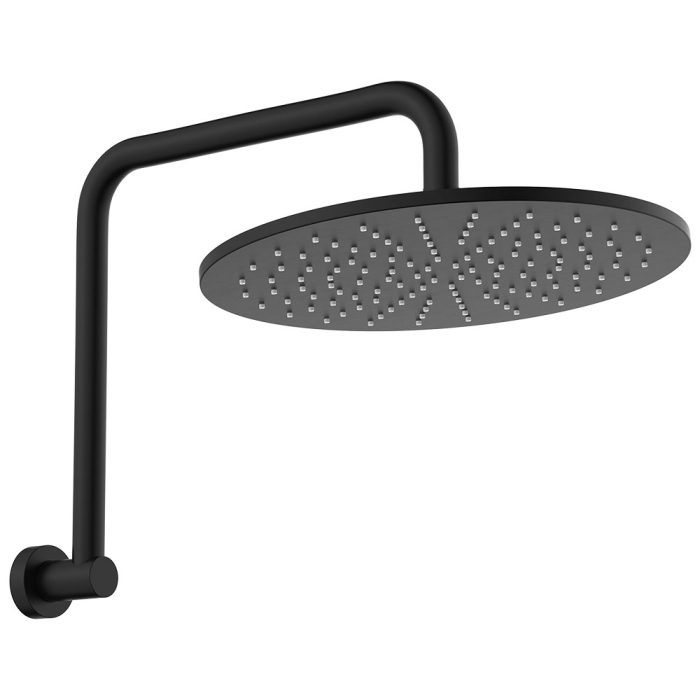 fienza Empire Slim Gooseneck Shower Arm Set Matte Black