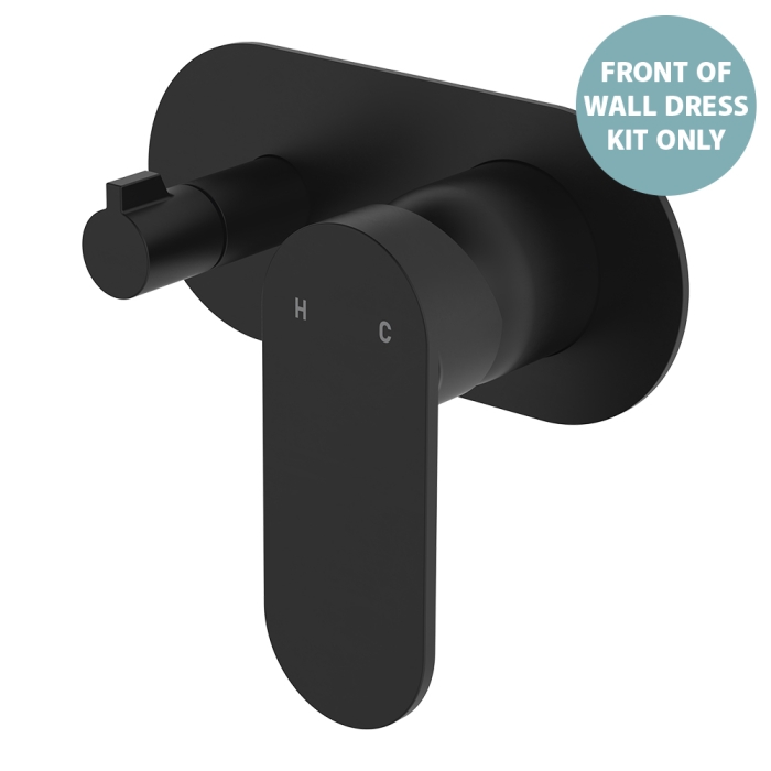 fienza Empire Slim Wall Diverter Mixer Dress Kit Large Oval Plate Horizontal Matte Black