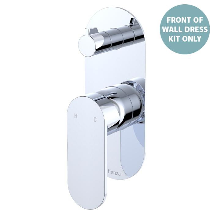 fienza Empire Slim Wall Diverter Mixer Dress Kit Large Oval Plate Vertical Chrome