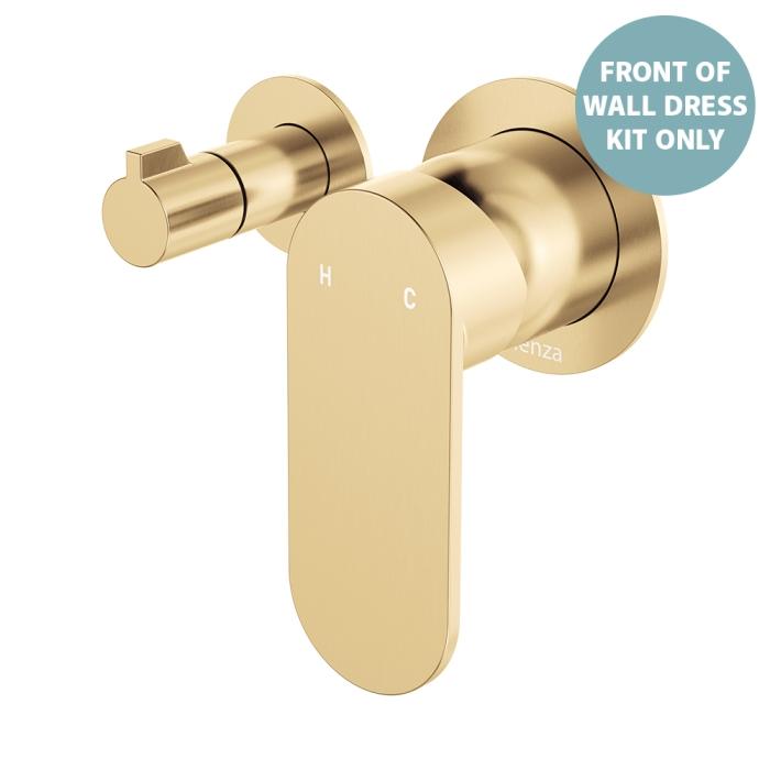 fienza Empire Slim Wall Diverter Mixer Dress Kit Small Round Plates Horizontal Urban Brass