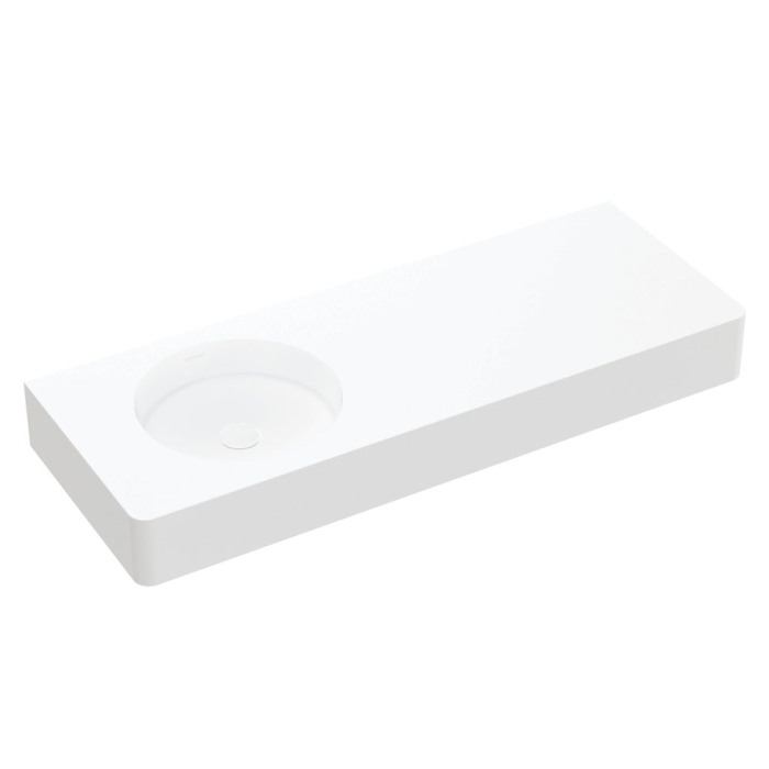 fienza Encanto 1200 Solid Surface Wall Basin Left-Hand Bowl No Tap Hole
