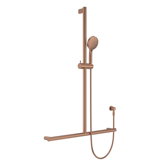 fienza Care Inverted T Rail Shower Brushed Copper