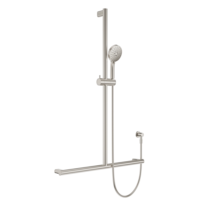 fienza Care Inverted T Rail Shower Brushed Nickel