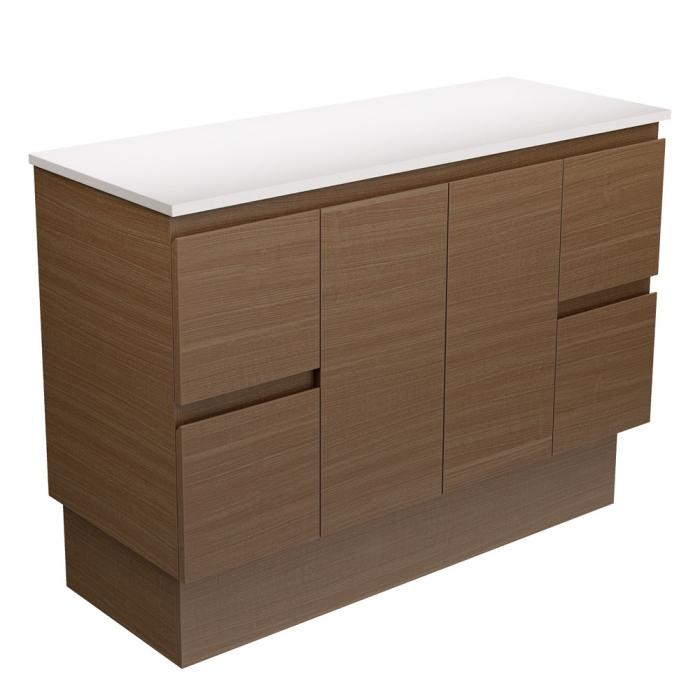 fienza Edge Walnut 1200 Cabinet on Kickboard
