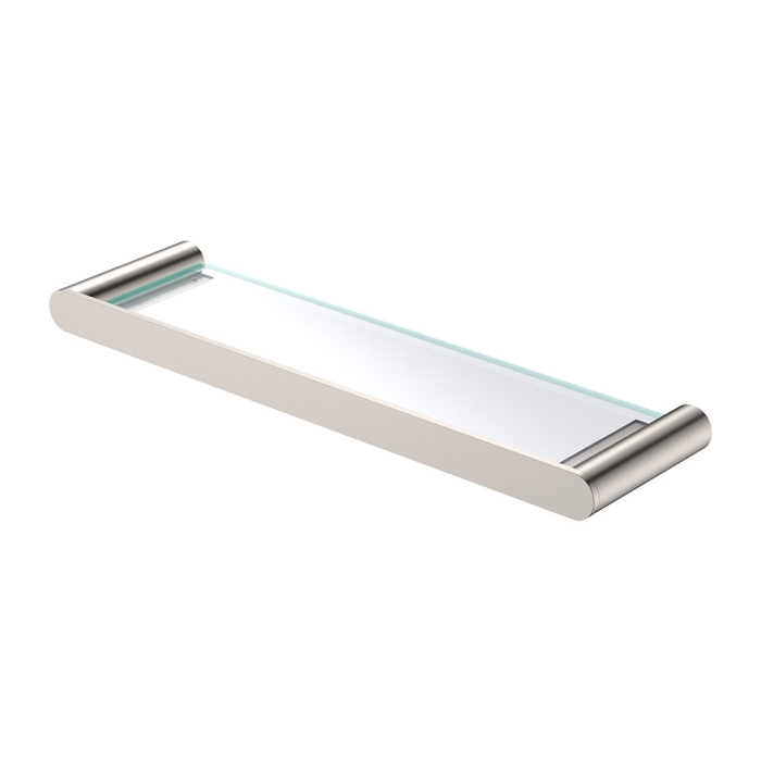 fienza Empire Slim Glass Shelf Brushed Nickel