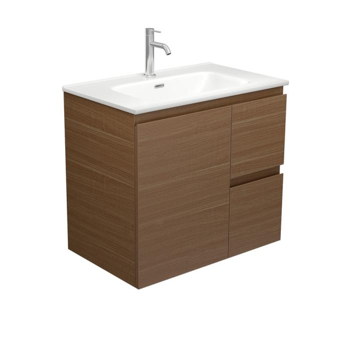 Fienza Joli Matte Edge Walnut 750 Wall Hung Vanity