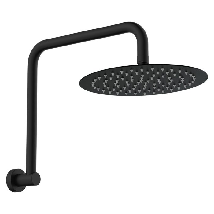 fienza Kaya Gooseneck Shower Arm Set Matte Black