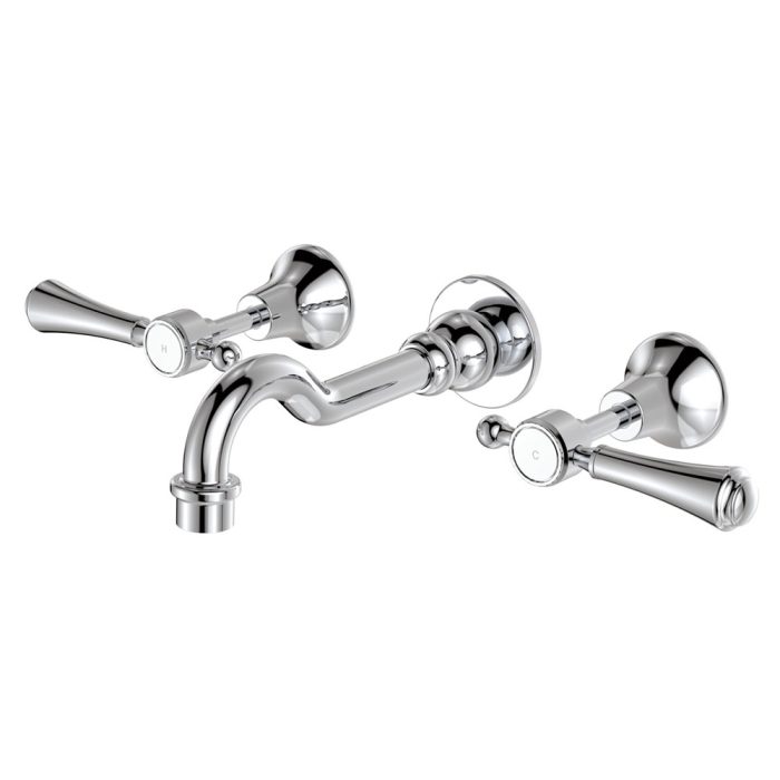 fienza Lillian Lever Basin/Bath Wall Set Chrome